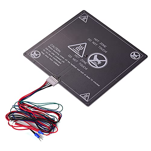 Bisofice Impresora 3D Placa base de cama caliente Plataforma calefactora Placa calefactora de aluminio Tamaño 220*220*3mm con cable Cable de cama caliente para impresora 3D Anet A8 A6 A2 P802M,12V