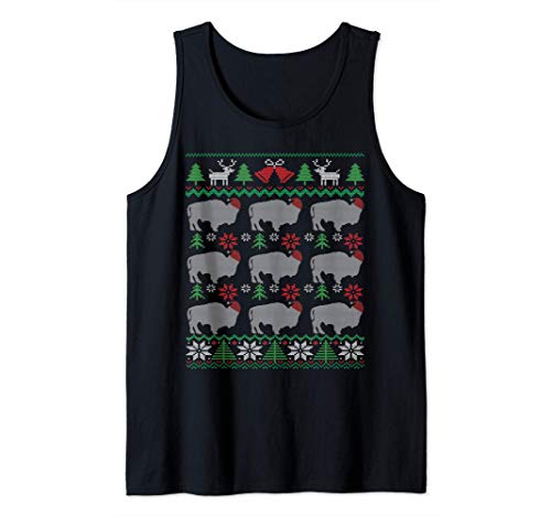 Bisonte Santa Navidad Bison Christmas Camiseta sin Mangas