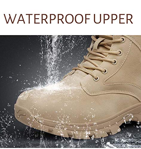 Bititger - Botas de desierto militares de piel, impermeables, con cremallera, botas tácticas y de combate para hombre, para patrullas, de seguridad, para policías, color Beige, talla 40 2/3 EU