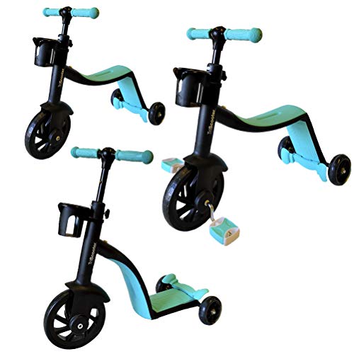 BIWOND Patinete 3 en 1 TriScooter (Modo Andador, Modo Triciclo, Modo Patinete, Ruedas Seguras, Manillar Ajustable Antideslizante, Pedales Desmontables) – Azul