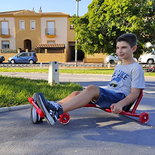 BIWOND Roller Dance (Patinete Infantil sin baterías con 3 Ruedas, Luces LED, Movimientos Zig – Zag, para Niños y Niñas, Material Antideslizante) - Rojo