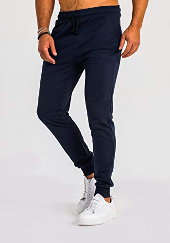 Björn Swensen Pantalones de deporte largos para hombre, de algodón, para correr, para el tiempo libre, chándal de corte ajustado azul marino M