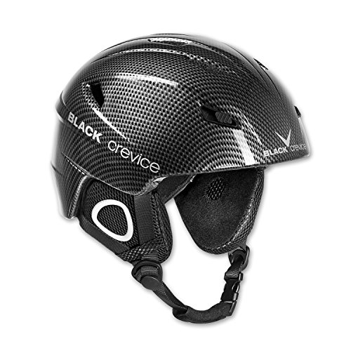 BLACK CREVICE Casco de esquí Kitzbühel I Casco de esquí de diseño Deportivo para Hombre y Mujer I Casco de esquí de policarbonato Transpirable I Talla Ajustable (XS, Negro Carbono)