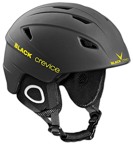 BLACK CREVICE Casco de esquí Kitzbühel I Casco de esquí de diseño Deportivo para Hombre y Mujer I Casco de esquí de policarbonato Transpirable I Talla Ajustable (XS, Negro)