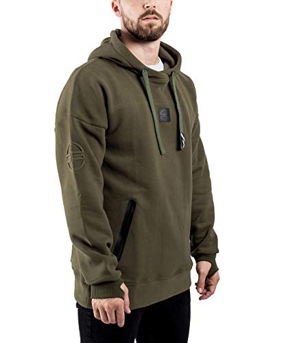 Blackskies Evoke Multifunctional Hombre Sudadera con Capucha | Sudadera con Capucha de Gran tamaño de suéter de Lana Larga Streetwear - Verde X-Large XL