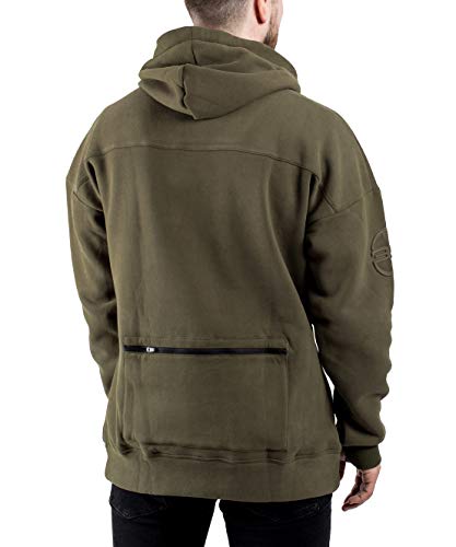 Blackskies Evoke Multifunctional Hombre Sudadera con Capucha | Sudadera con Capucha de Gran tamaño de suéter de Lana Larga Streetwear - Verde X-Large XL