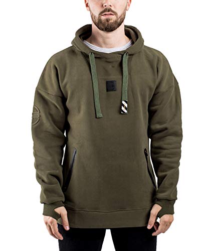Blackskies Evoke Multifunctional Hombre Sudadera con Capucha | Sudadera con Capucha de Gran tamaño de suéter de Lana Larga Streetwear - Verde X-Large XL