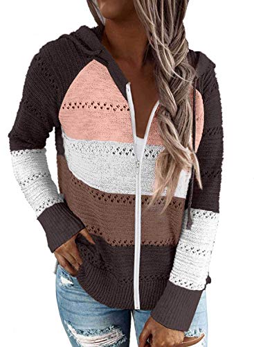 BLENCOT Sudadera Mujer con Capucha Mujer Cárdigan Mujer Sudaderas con Cremallera Mujer Sweatshirt Suéter Mujer Cardigan de Manga Larga Suéter con Capucha Chaqueta de Invierno Suéter Invierno Casual