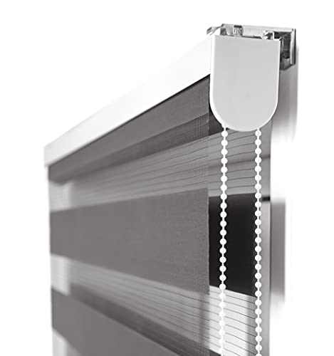 Blindecor LIRA - Estor enrollable de doble capa Noche y Día, Gris Antracita, 160 x 180 cm, ancho x largo