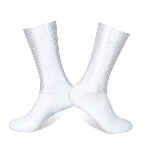 BLOMDE Calcetines Antiampollas Calcetines Deportivos Antideslizantes De Silicona Para Verano Aero White Line-Amarillo_L 40-45