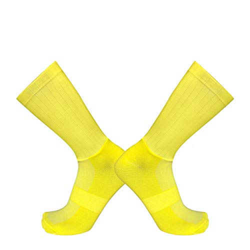 BLOMDE Calcetines Antiampollas Calcetines Deportivos Antideslizantes De Silicona Para Verano Aero White Line-Amarillo_L 40-45