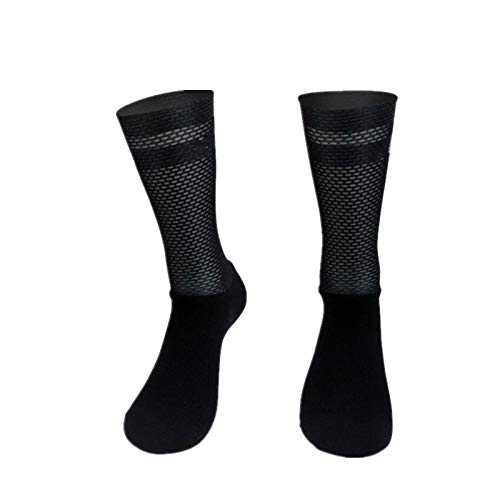 BLOMDE Medias De Compresion Mujer Calcetines Deportivos De Ciclismo De Silicona Antideslizante Pro Team Aero-Negro