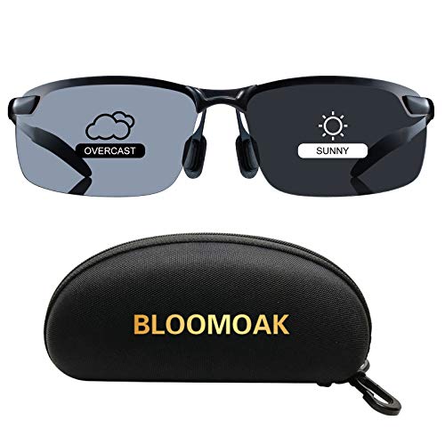 Bloomoak Gafas de conducción fotocromáticas para fotocromos y polarización, | Templo antideslizante – para conducción de día soleado y nublado | Pesca | Golf | Reduce el deslumbramiento
