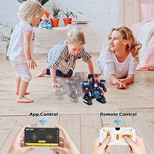 Bloque de Construcción Robot para Niños, 367 piezas DIY Kit Robot de Juguete Set de Construcción Construir por Uno Mismo Robot de Control Remoto, Recargable Juguetes de Robot Controlados por APP Voz