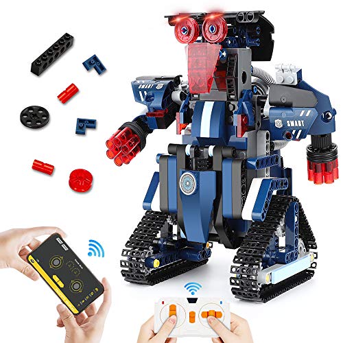 Bloque de Construcción Robot para Niños, 367 piezas DIY Kit Robot de Juguete Set de Construcción Construir por Uno Mismo Robot de Control Remoto, Recargable Juguetes de Robot Controlados por APP Voz