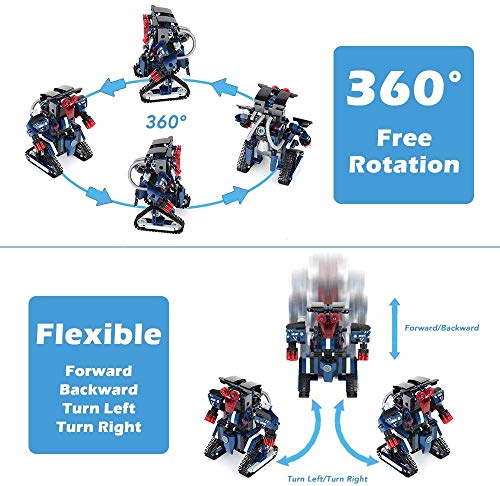 Bloque de Construcción Robot para Niños, 367 piezas DIY Kit Robot de Juguete Set de Construcción Construir por Uno Mismo Robot de Control Remoto, Recargable Juguetes de Robot Controlados por APP Voz