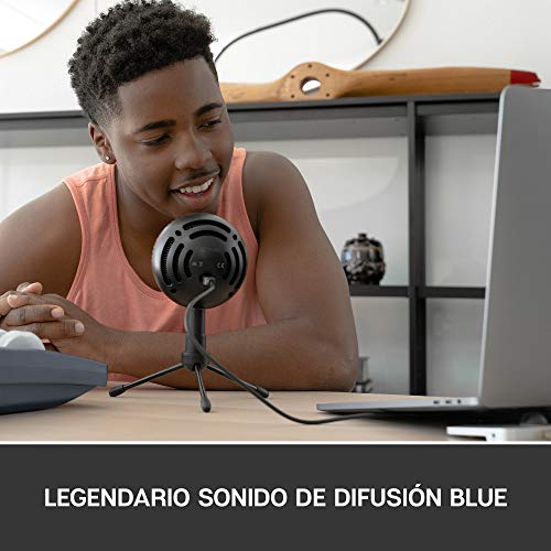 Blue Micrófonos USB Snowball ICE Plug'n Play para grabación, podcasting, broadcasting, streaming de gaming en Twitch, locuciones, vídeos en YouTube en PC y Mac - Negro