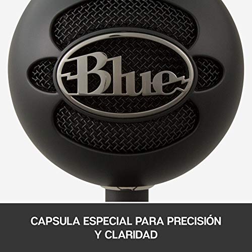 Blue Micrófonos USB Snowball ICE Plug'n Play para grabación, podcasting, broadcasting, streaming de gaming en Twitch, locuciones, vídeos en YouTube en PC y Mac - Negro
