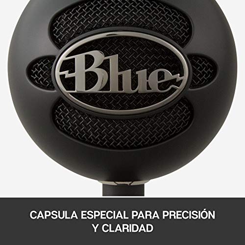 Blue Micrófonos USB Snowball ICE Plug'n Play para grabación, podcasting, broadcasting, streaming de gaming en Twitch, locuciones, vídeos en YouTube en PC y Mac - Negro