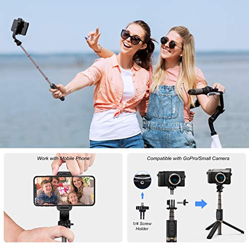 Blukar Palo Selfie Trípode, 4 en 1 Selfie Stick Móvil Bluetooth Extensible con Control Remoto, Trípode Portátil de Aluminio Rotación de 360° para Teléfonos, Gopro, Cámara etc.
