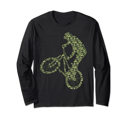 BMX Bike Rider Camuflaje Diseño BMX Racing Manga Larga