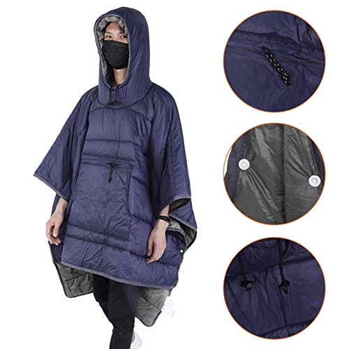 Bnineteenteam Saco de Dormir con Capa con Capucha, multifunción de Nailon, cálido, portátil, Suave, Impermeable, Saco de Dormir para Acampar al Aire Libre, Viajar