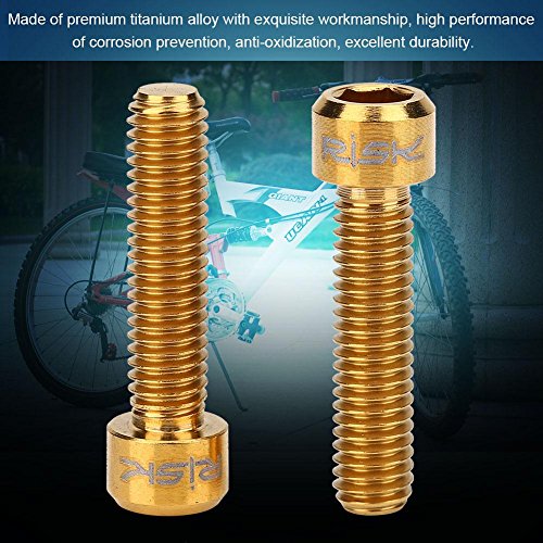 Bnineteenteam Tornillos de aleación de Titanio M6 x 25 mm Tornillos para Pinza de Freno de Disco de Bicicleta de montaña (2 Piezas)(Oro)