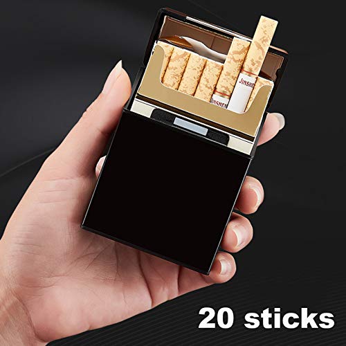 BNMY Estuche para Cigarrillos 92 Mm King Size (Capacidad 18-20) Operación con Una Sola Mano Porta Cigarrillos Resistente Exterior De Metal,Gris