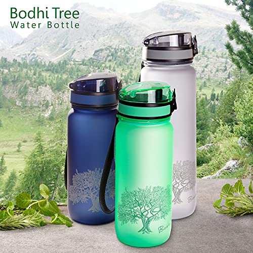 Bodhi Tree Botella de Beber - Botella de Bebidas - A Prueba de Fugas, luz - con Filtro y Correa - BPA Gratis - Fitness, Deportes, Escuela - Fácil Limpieza - Inodoro - 1l/650ml - Verde