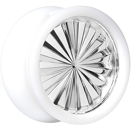 BodyCandy 18mm Acrílico Blanco Llamativo Neumático Llanta Silla Oreja Calibre Pieza (1 Pieza)