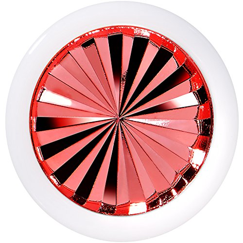 BodyCandy 5/8" Acrílico Blanco Rojo Llamativo Neumático Llanta Silla Oreja Calibre Pieza (1 Pieza)