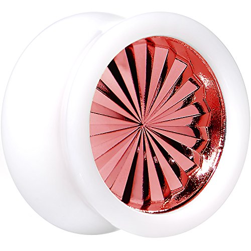 BodyCandy 5/8" Acrílico Blanco Rojo Llamativo Neumático Llanta Silla Oreja Calibre Pieza (1 Pieza)