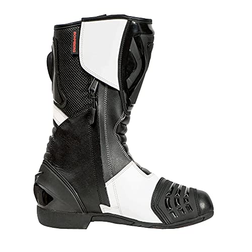 Bohmberg - Botas de moto, botas de piel deportivas, impermeables, de cuero estable protectores rígidos integrados - 45