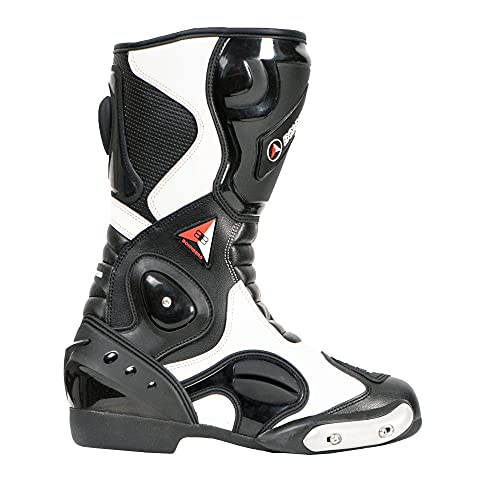 Bohmberg - Botas de moto, botas de piel deportivas, impermeables, de cuero estable protectores rígidos integrados - 45