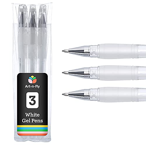 Bolígrafo Punta Fina Gel Blanco para Artistas con Tinta Archival Ink para Bocetos Dibujos e Ilustraciones (Set de 3)