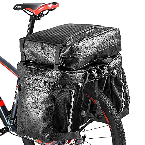 Bolsa Bicicleta Achort 3 in 1 Multifuncional Alforja Maletero Impermeable 50L, 3 Compartimentos para Portaequipajes Asiento Trasero de Bicicleta de Carretera, Juego de Bolsas para Bcicleta Pannier