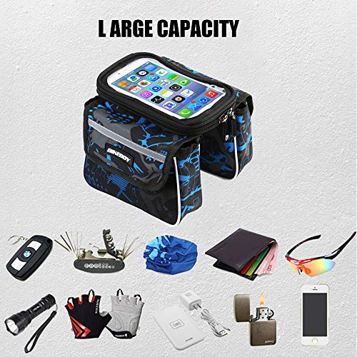 Bolsa Bicicleta Cuadro soporte movil bicicleta bici funda Valida para Smartphones de hasta 7.5" con forro Protector Lluvia Bolsa para Bicicleta soporte para movil bicicleta porta movil Bicicleta