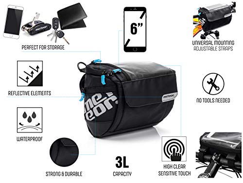 Bolsa Bicicleta Manillar Impermeable Bolsa Móvil de Bici Montaña MTB Carretera BMX con Pantalla Táctil Sensible Bolso Ciclismo Cuadro Bolsa de Sillín con Tira Reflectante (Sella)