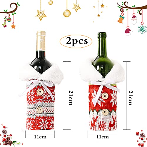 Bolsa Cubierta Botella Vino, 2 pcs Cubierta Botella Navidad, Cubierta Botella Vino, Funda Botella Vino Navidad, Tapa Botella Vino Navidad, para El Hogar De Mesa Decoración De Fiesta