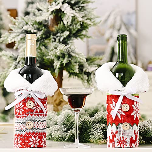 Bolsa Cubierta Botella Vino, 2 pcs Cubierta Botella Navidad, Cubierta Botella Vino, Funda Botella Vino Navidad, Tapa Botella Vino Navidad, para El Hogar De Mesa Decoración De Fiesta