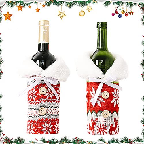Bolsa Cubierta Botella Vino, 2 pcs Cubierta Botella Navidad, Cubierta Botella Vino, Funda Botella Vino Navidad, Tapa Botella Vino Navidad, para El Hogar De Mesa Decoración De Fiesta