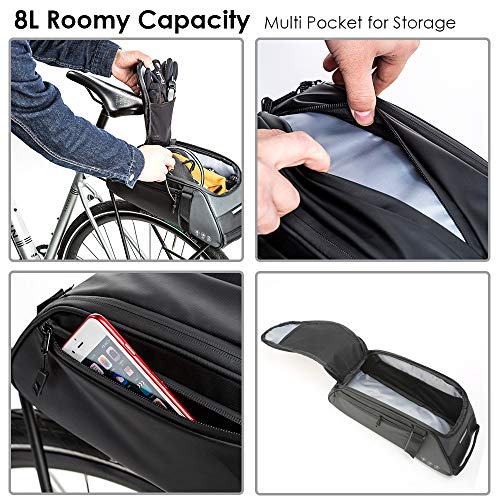 Bolsa de bastidor reflectante para bicicleta, maleta para asiento trasero de bicicleta resistente al agua Bolsa de almacenamiento para maletero de transporte de maletero de carga con capacidad de 8L