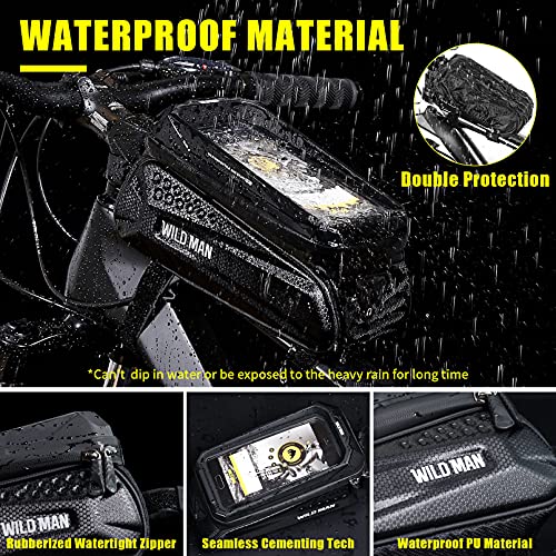 Bolsa de Bicicleta Manillar, CHICLEW Soporte Movil Bicicleta Impermeable con Pantalla Táctil de TPU y Carcasa Dura de EVA, Bolsa Bicicleta Cuadro para Teléfono Inteligente por Debajo de 6,7 Pulgadas