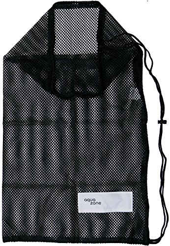 Bolsa de malla con cordón para equipamiento deportivo, para natación, playa, buceo, viajes o gimnasio, Negro