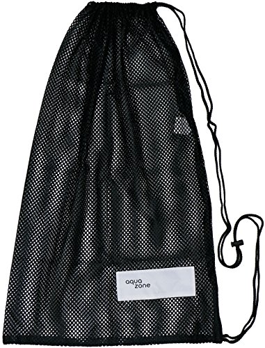 Bolsa de malla con cordón para equipamiento deportivo, para natación, playa, buceo, viajes o gimnasio, Negro