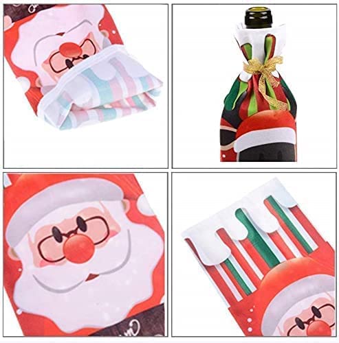 Bolsa Navidad Botella,6 Piezas Bolsas Navideñas para Botellas de Vino,Decoración Cubierta Botella Vino,Resistente,Reutilizable| Fundas para Botellas de Vino de Navidad para Fiestas,Decoración de Mesa