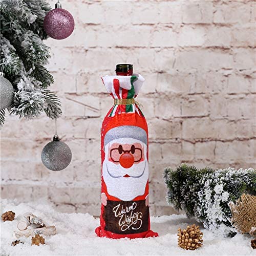 Bolsa Navidad Botella,6 Piezas Bolsas Navideñas para Botellas de Vino,Decoración Cubierta Botella Vino,Resistente,Reutilizable| Fundas para Botellas de Vino de Navidad para Fiestas,Decoración de Mesa