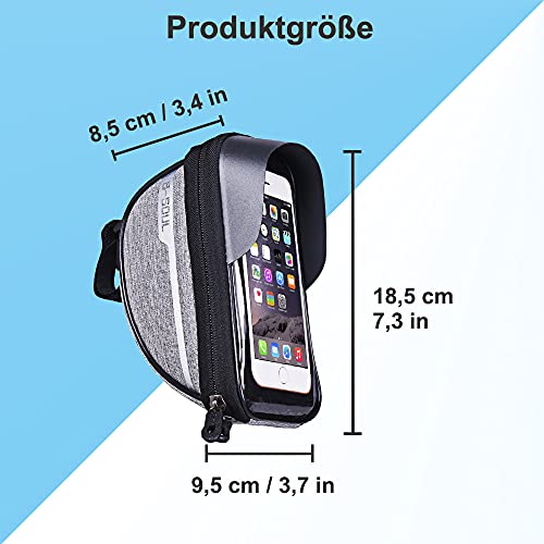 Bolsa para Bicicleta, Bolsa para Cuadro de Bicicleta con Pantalla Táctil, para Teléfonos Móviles de Hasta 7 Pulgadas, Gris