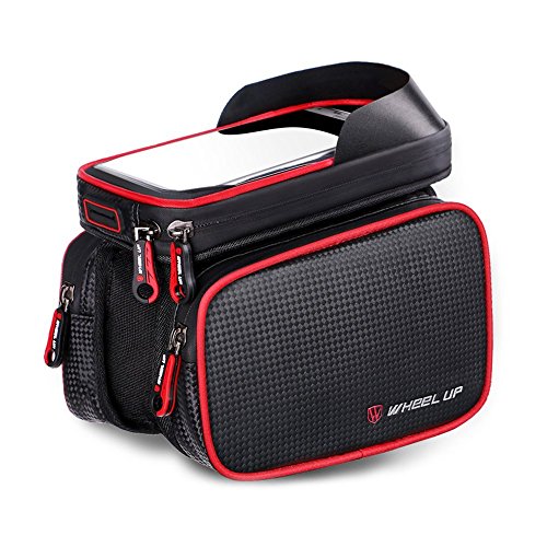 Bolsa para cuadro de bicicleta, bolsa para tubo de dirección, doble funda frontal tipo cesta para el tubo superior del cuadro de la bicicleta para teléfonos inteligentes con pantalla de 6.2''