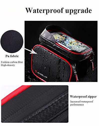 Bolsa para cuadro de bicicleta, bolsa para tubo de dirección, doble funda frontal tipo cesta para el tubo superior del cuadro de la bicicleta para teléfonos inteligentes con pantalla de 6.2''